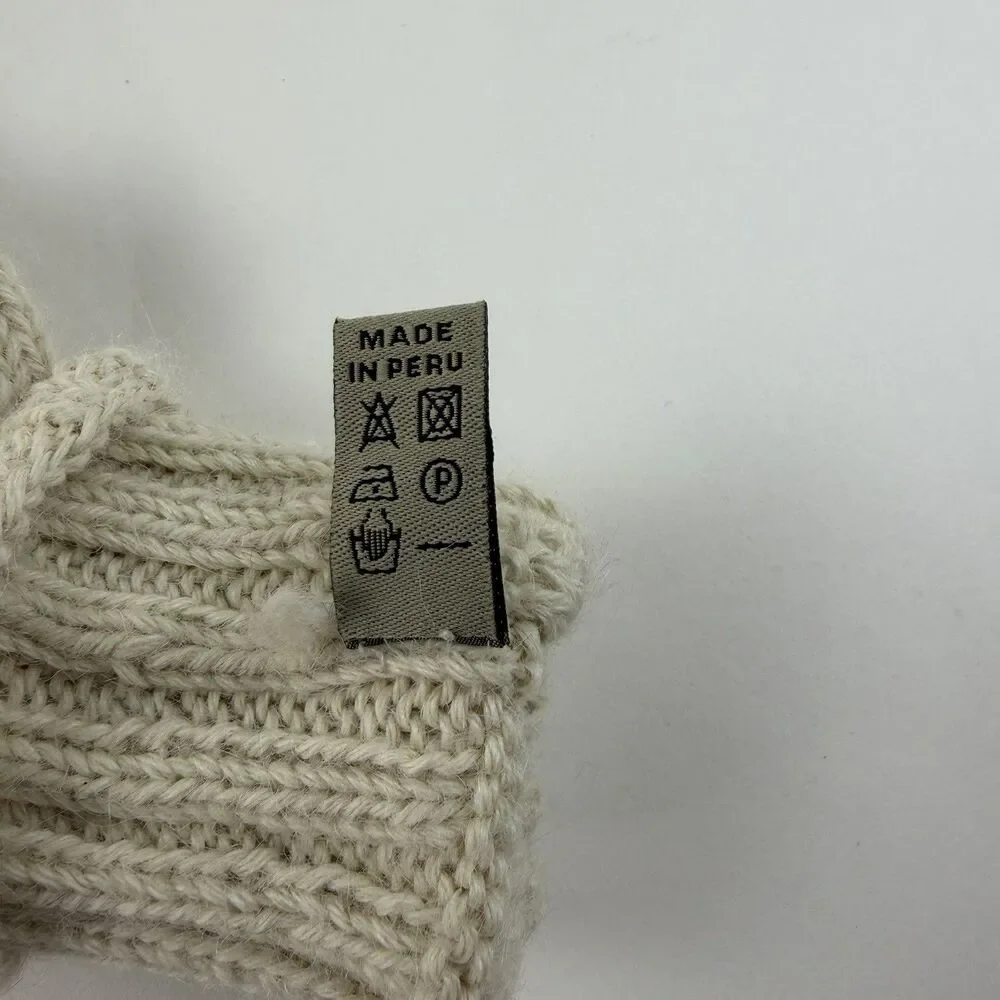 Unbranded Alpaca Cable Knit Womens Gloves Ivory Cream Made in Peru Boho Outdoors